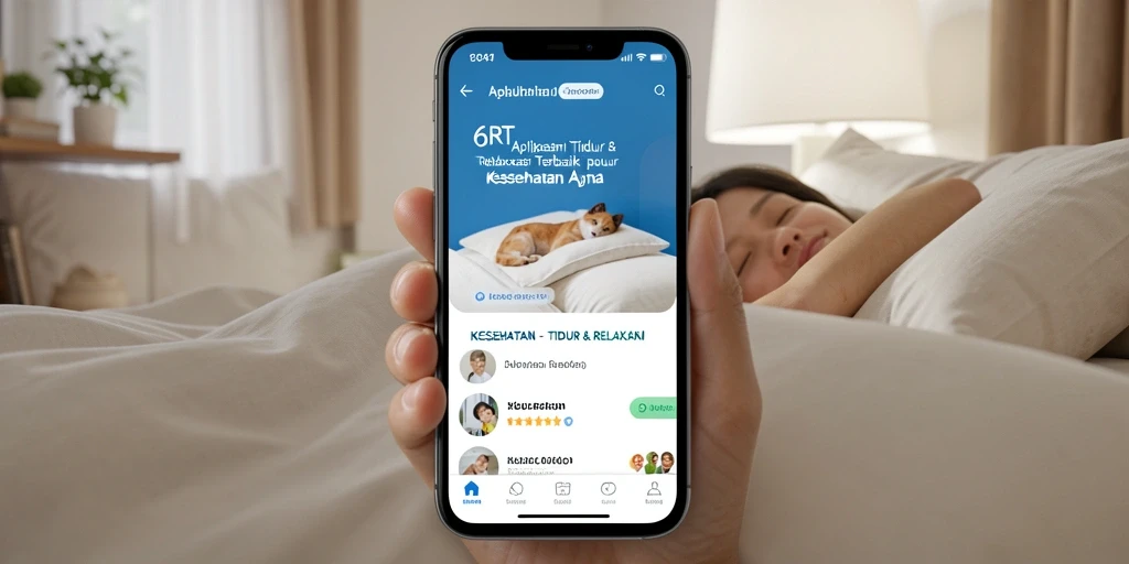 Antarmuka aplikasi 6RT untuk tidur dan relaksasi yang mudah digunakan.