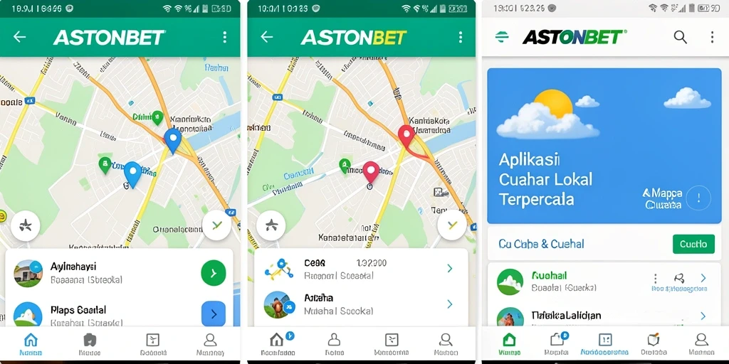 Tampilan antarmuka utama ASTONBET dengan informasi cuaca lokal.
