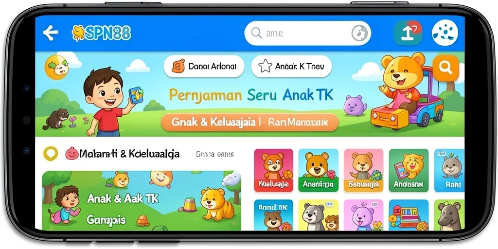 Tampilan antarmuka SPN88 yang ceria dan ramah anak.