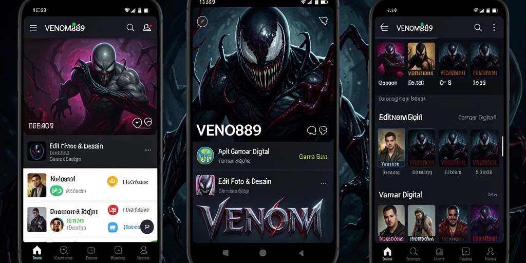 Tampilan antarmuka VENOM889 yang menarik dan fungsional untuk gambar digital.