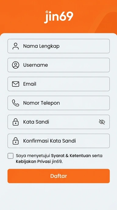 Tampilan halaman daftar jin69