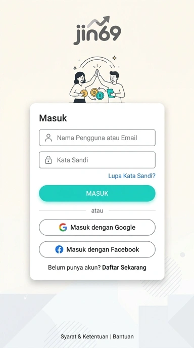 Tampilan halaman login jin69